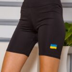 Жіночі велотреки, з патріотичним принтом, колір Чорний, 172R006-1