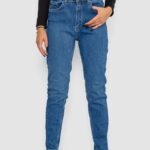 Джинси жіночі Mom-fit стрейч, колір синій, 244R1134
