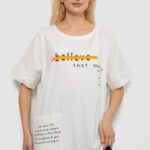 Футболка жіноча з принтом, колір молочний, 244R4020