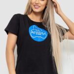 Футболка жіноча з принтом, колір чорний, 221R3009
