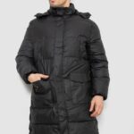 Куртка чоловіча зимова подовжена, колір чорний, 244RH76-30D