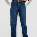 Джинси жіночі однотонні MOM FIT, колір синій, 244R8184