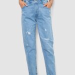 Джинси жіночі Mom-fit, колір блакитний, 244R1601S20-LZ