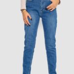 Джинси жіночі Mom-fit стрейч, колір синій, 244R1133