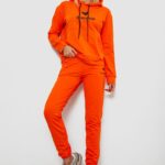 Спортивний костюм жіночий двонитка, колір помаранчевий, 214R1419-007
