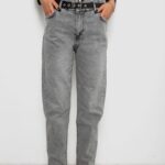 Джинси жіночі однотонні Baggy Papei, колір сірий, 244R00158