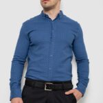 Сорочка чоловіча з принтом, колір джинс, 214R7365