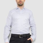 Сорочка чоловіча однотонна з принтом, колір білий, 186R2114