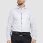 Сорочка чоловіча однотонна з принтом, колір білий, 186R2025