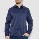 Сорочка чоловіча однотонна з принтом, колір синій, 186R6918-5