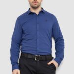 Сорочка чоловіча однотонна з принтом, колір синій, 186R2029